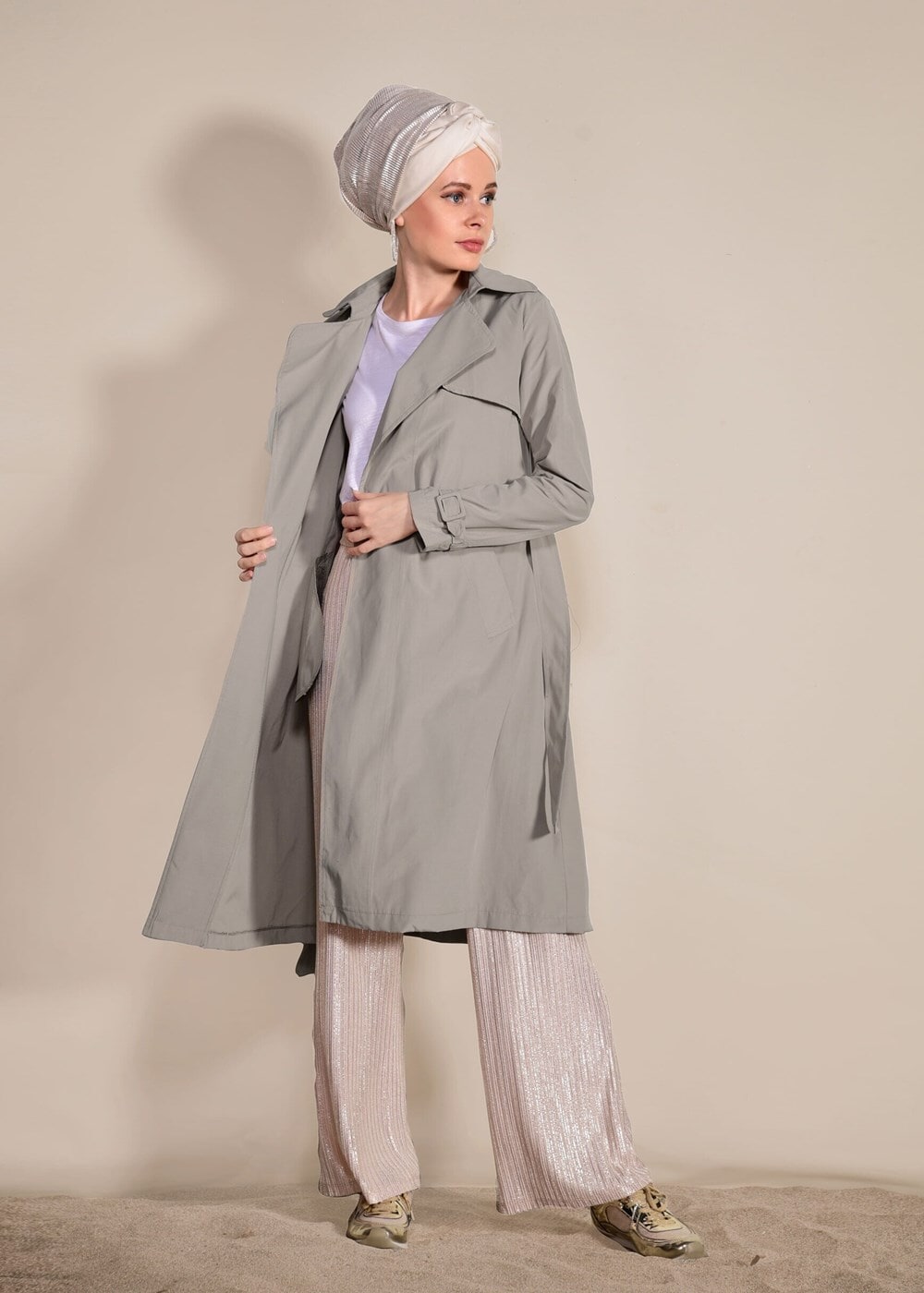 Vêtements hijab BEIGE Trench Coat T 0876