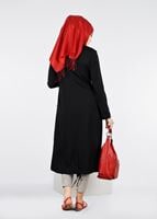 Tesettür giyim SİYAH BASKI DETAYLI FERMUARLI TRENÇKOT 1025 