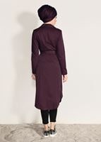 Tesettür giyim BORDO BELİ KUŞAKLI TRENÇKOT 1043 
