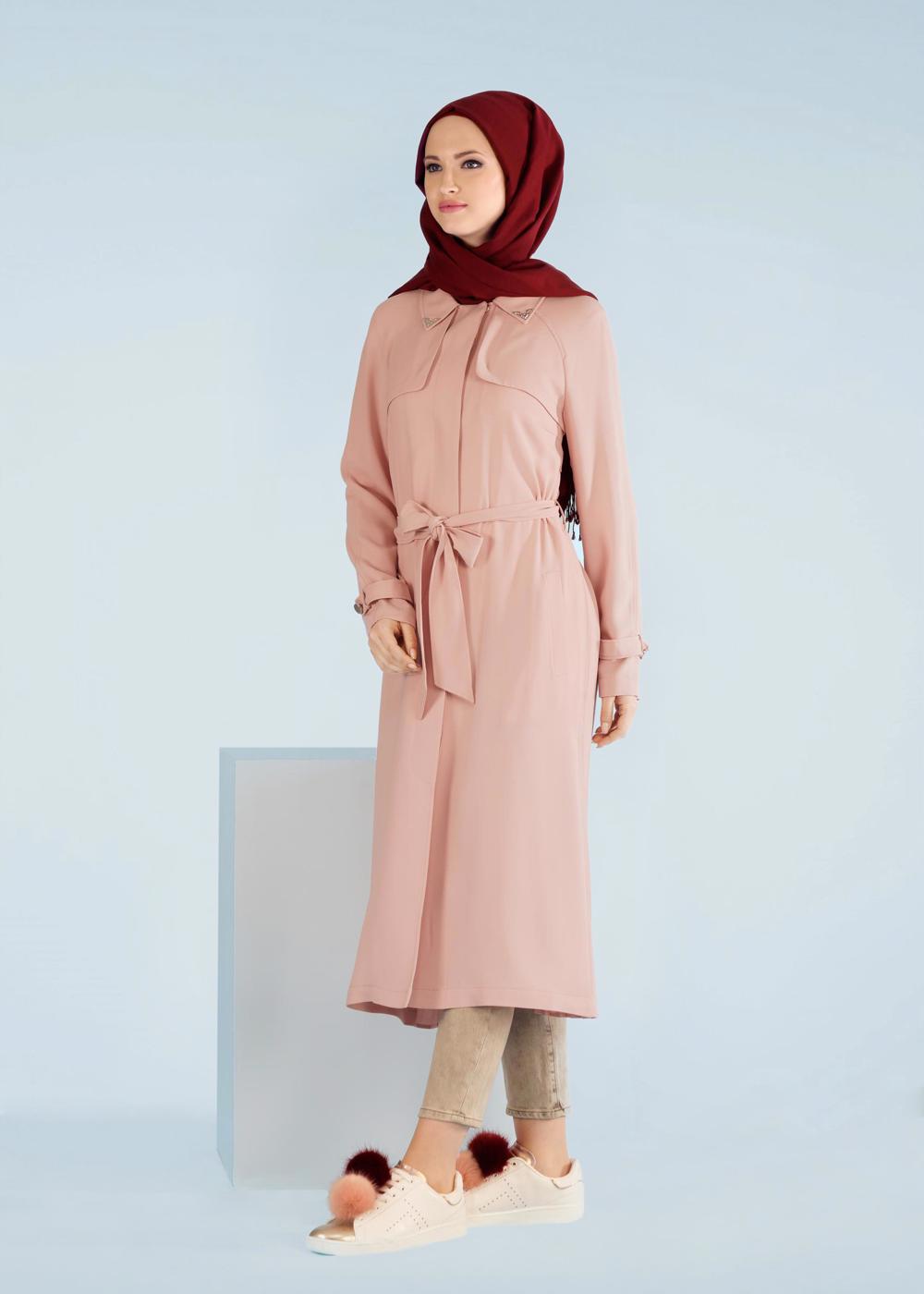 Tesettür giyim PUDRA T 1044 Virona Trençkot-Alv Fashion