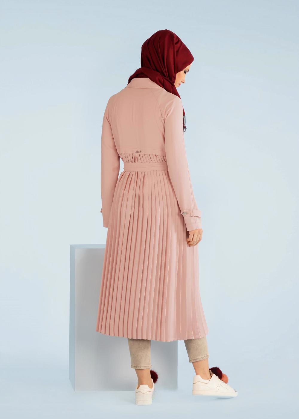 Tesettür giyim PUDRA T 1044 Virona Trençkot-Alv Fashion