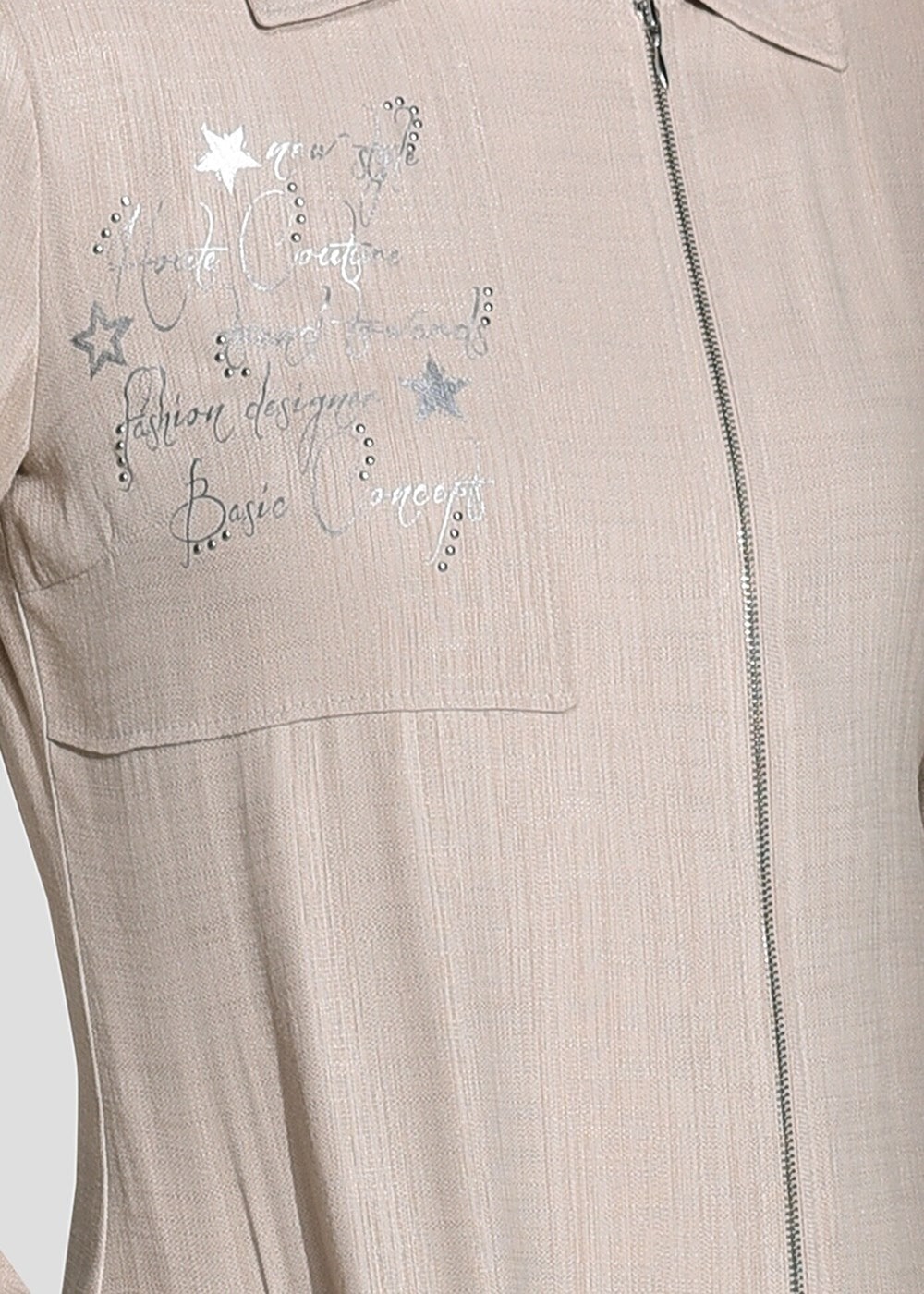 Tesettür giyim BEJ FERMUARLI CEP DETAYLI TRENÇKOT 1050 