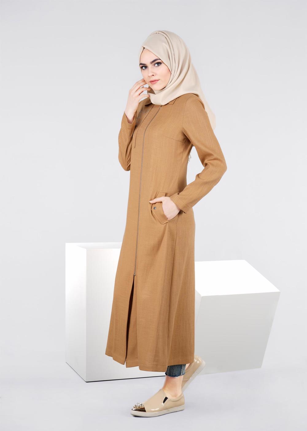 Tesettür giyim KAHVE T 1050 Miami Trençkot-Alv Fashion