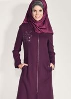 Tesettür giyim MÜRDÜM FERMUARLI CEP DETAYLI TRENÇKOT 1050 