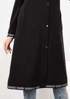 Tesettür giyim SİYAH YAZILI ŞERİT DETAYLI TRENÇKOT 1104 