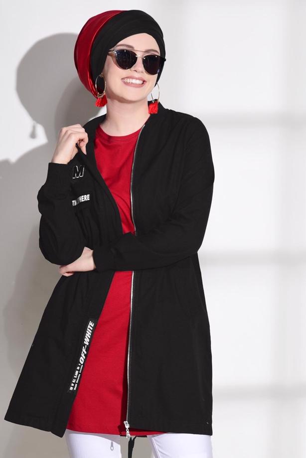 Hijab-Kleidung  T 1208 Lvr-Arma Detaylı Trençkot - TRENDTESETTÜR