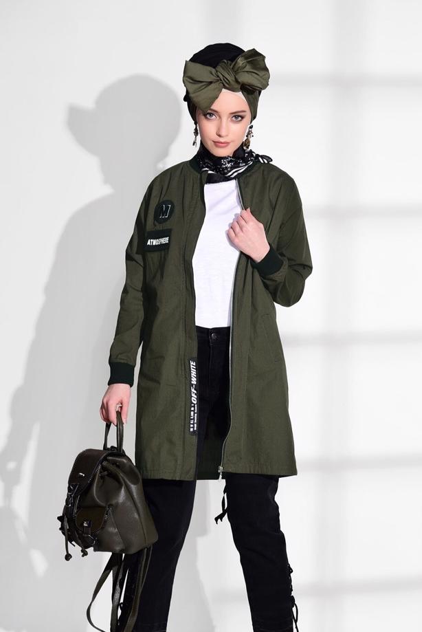 Hijab-Kleidung  T 1208 Lvr-Arma Detaylı Trençkot - TRENDTESETTÜR