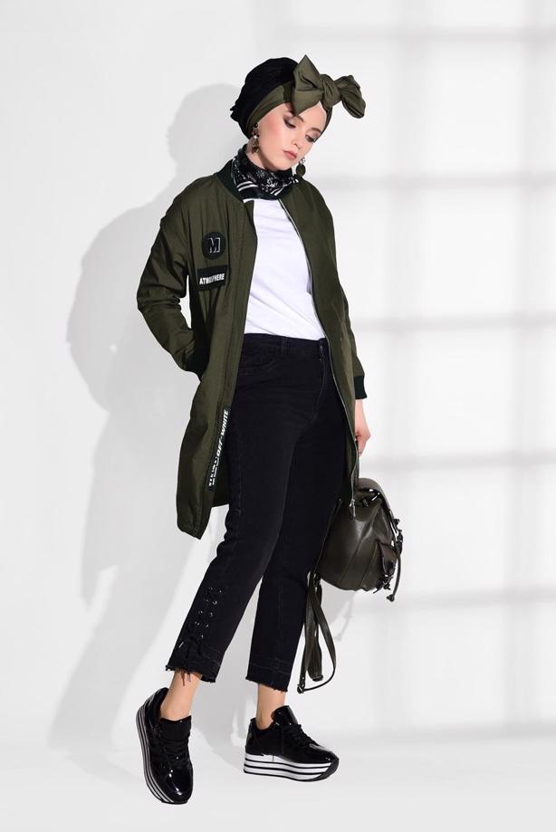 Hijab-Kleidung  T 1208 Lvr-Arma Detaylı Trençkot - TRENDTESETTÜR