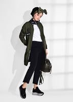 Tesettür giyim HAKİ T 1208 Lvr-Arma Detaylı Trençkot