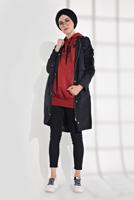 Vêtements hijab NOIR TRENCH-COAT À CAPUCHE 2008