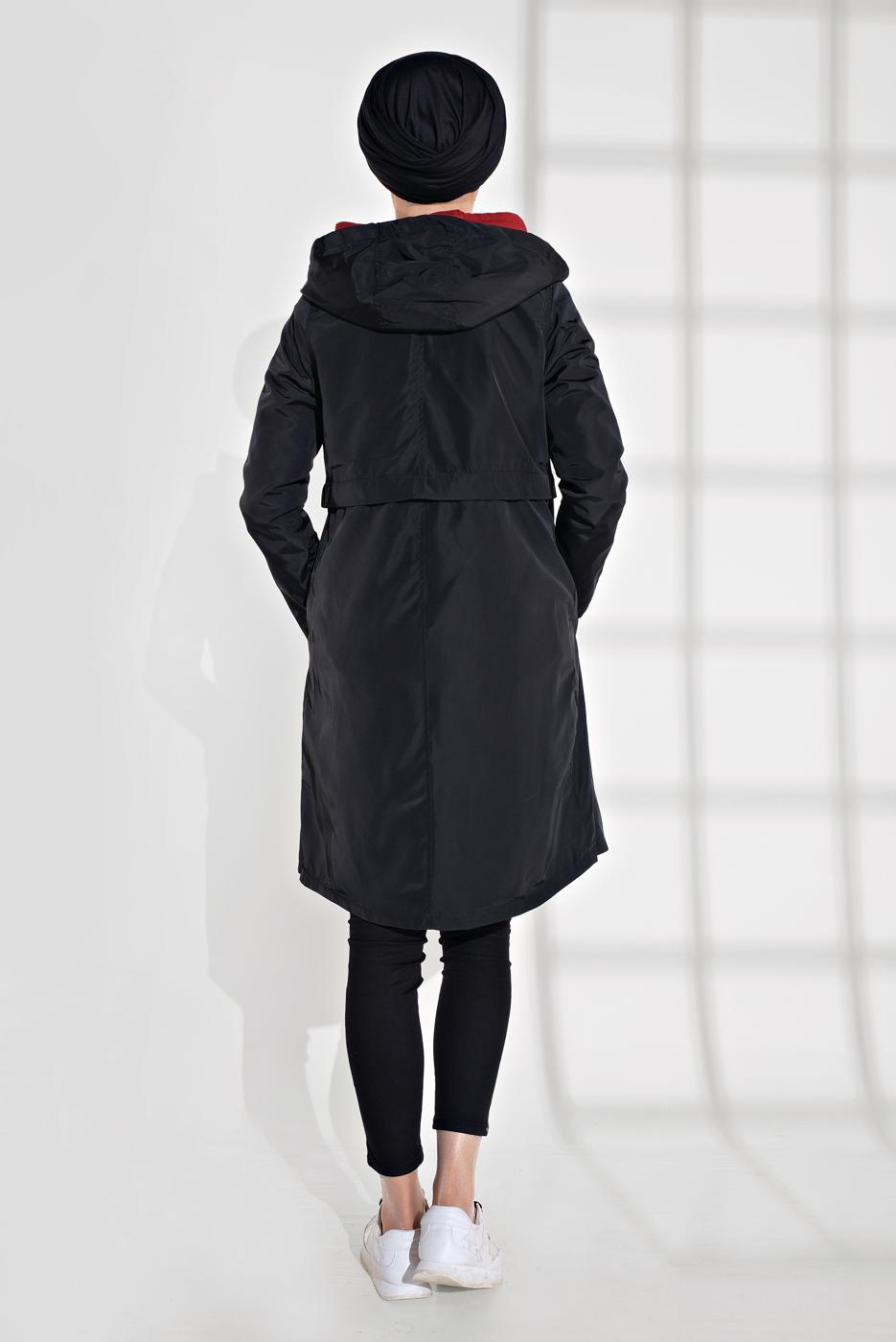 Vêtements hijab NOIR TRENCH-COAT À CAPUCHE 2008