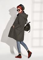 Tesettür giyim HAKİ BELDEN BAĞCIKLI KAPÜŞONLU TRENÇKOT T 2008