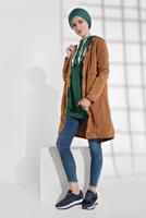 Hijab clothing BROWN LACE-UP HOODED TRENCHCOAT 2008  