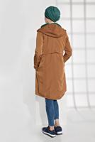 Hijab clothing BROWN LACE-UP HOODED TRENCHCOAT 2008  