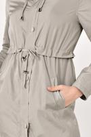 Tesettür giyim BEJ BELDEN BAĞCIKLI KAPÜŞONLU TRENÇKOT T 2008