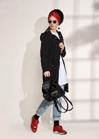 Hijab clothing BLACK Pocket Detailed Sport Trench Coat T 3008