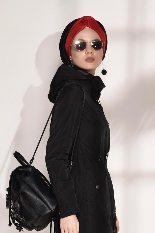 Hijab clothing  Pocket Detailed Sport Trench Coat T 3008 - TRENDTESETTÜR