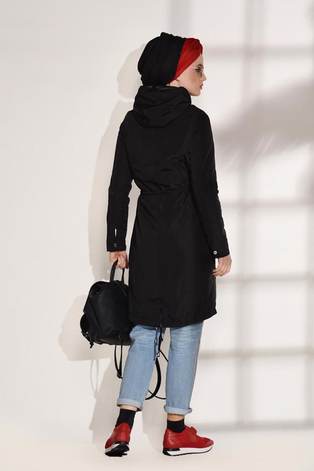 Hijab clothing  Pocket Detailed Sport Trench Coat T 3008 - TRENDTESETTÜR