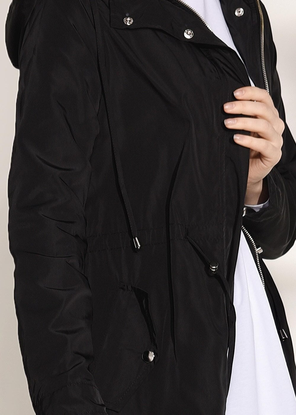 Hijab clothing BLACK Pocket Detailed Sport Trench Coat T 3008