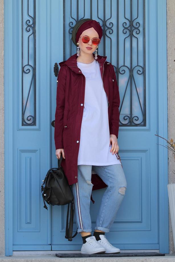 Vêtements hijab  Pocket Detailed Sport Trench Coat T 3008 - TRENDTESETTÜR