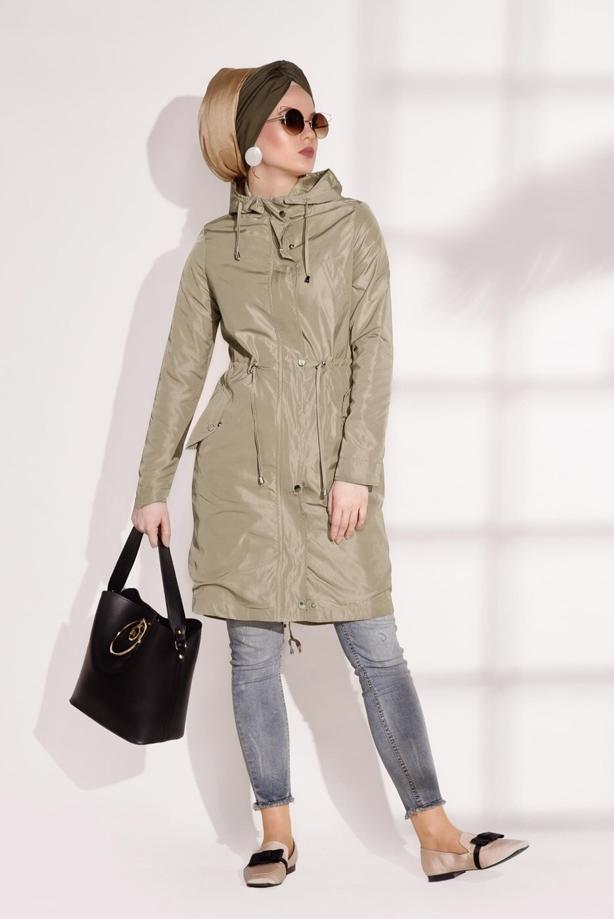 Vêtements hijab  Pocket Detailed Sport Trench Coat T 3008 - TRENDTESETTÜR