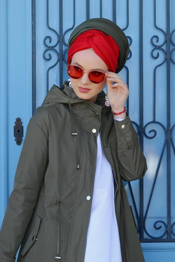 Hijab clothing  Pocket Detailed Sport Trench Coat T 3008 - TRENDTESETTÜR