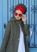 Hijab clothing KHAKI Pocket Detailed Sport Trench Coat T 3008