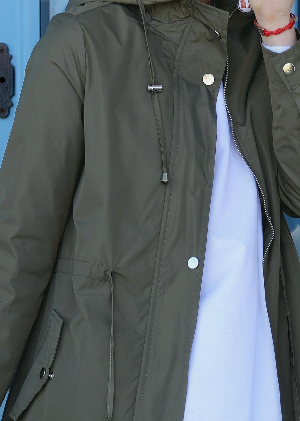 Hijab clothing KHAKI Pocket Detailed Sport Trench Coat T 3008