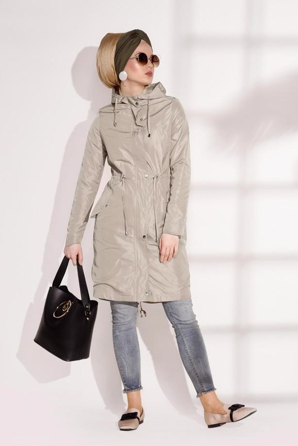 Vêtements hijab  Pocket Detailed Sport Trench Coat T 3008 - TRENDTESETTÜR