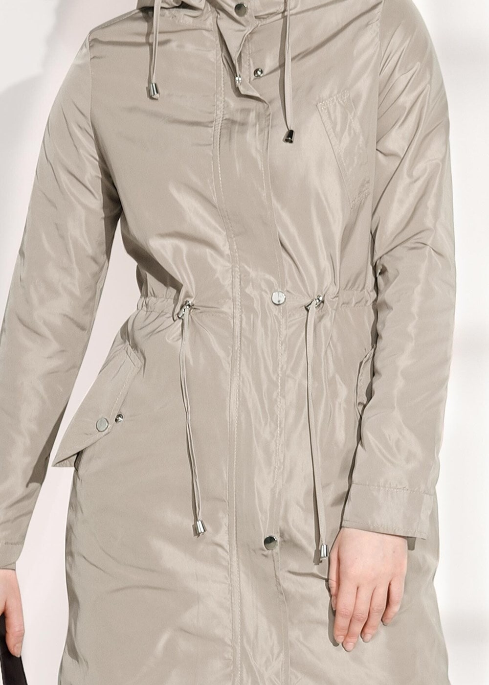 Hijab clothing BEIGE Pocket Detailed Sport Trench Coat T 3008