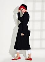 Vêtements hijab NOIR TRENCH-COAT CEINTURÉ À TAILLE POINTUE 3307 