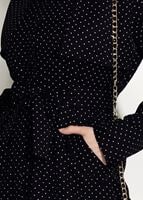 Vêtements hijab NOIR TRENCH-COAT CEINTURÉ À TAILLE POINTUE 3307 