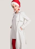 Vêtements hijab CRÈME TRENCH-COAT CEINTURÉ À TAILLE POINTUE 3307 
