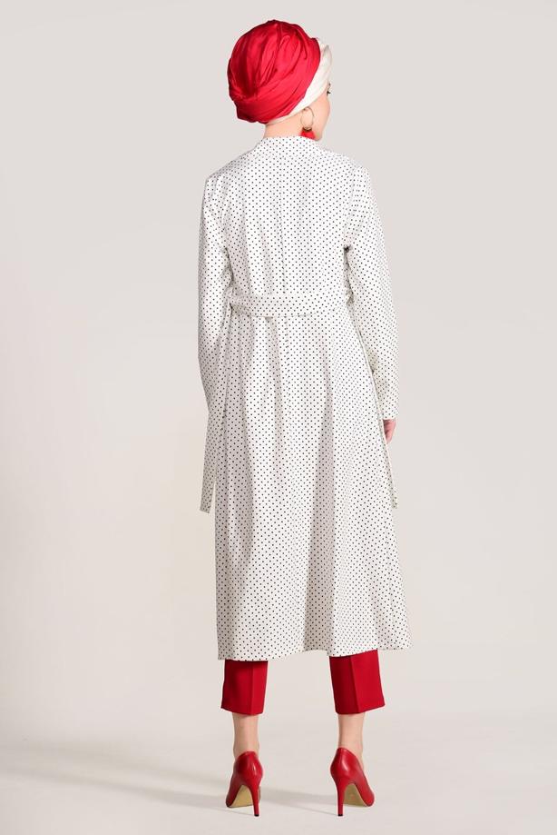 Vêtements hijab  SPOTTED BELTED TRENCH COAT 3307  - TRENDTESETTÜR