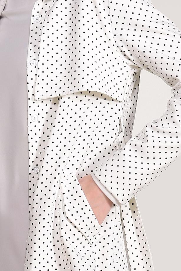 Vêtements hijab  SPOTTED BELTED TRENCH COAT 3307  - TRENDTESETTÜR