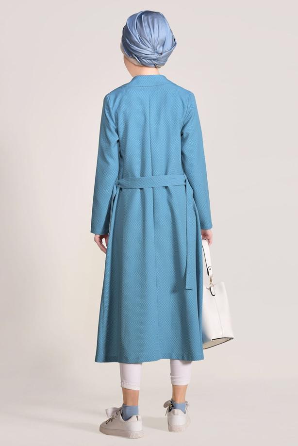 Vêtements hijab  SPOTTED BELTED TRENCH COAT 3307  - TRENDTESETTÜR