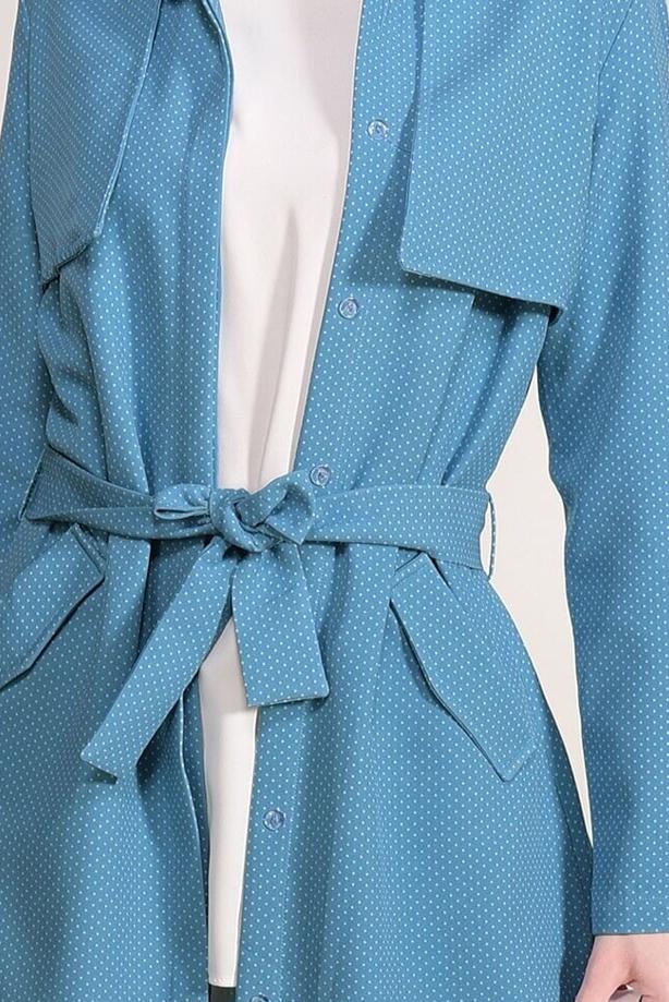 Vêtements hijab  SPOTTED BELTED TRENCH COAT 3307  - TRENDTESETTÜR