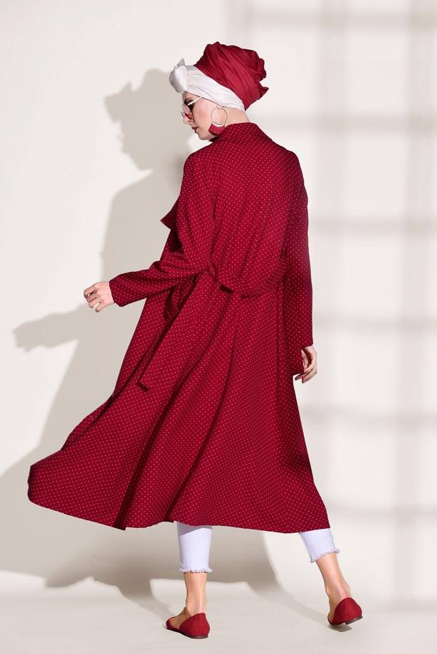 Vêtements hijab  SPOTTED BELTED TRENCH COAT 3307  - TRENDTESETTÜR