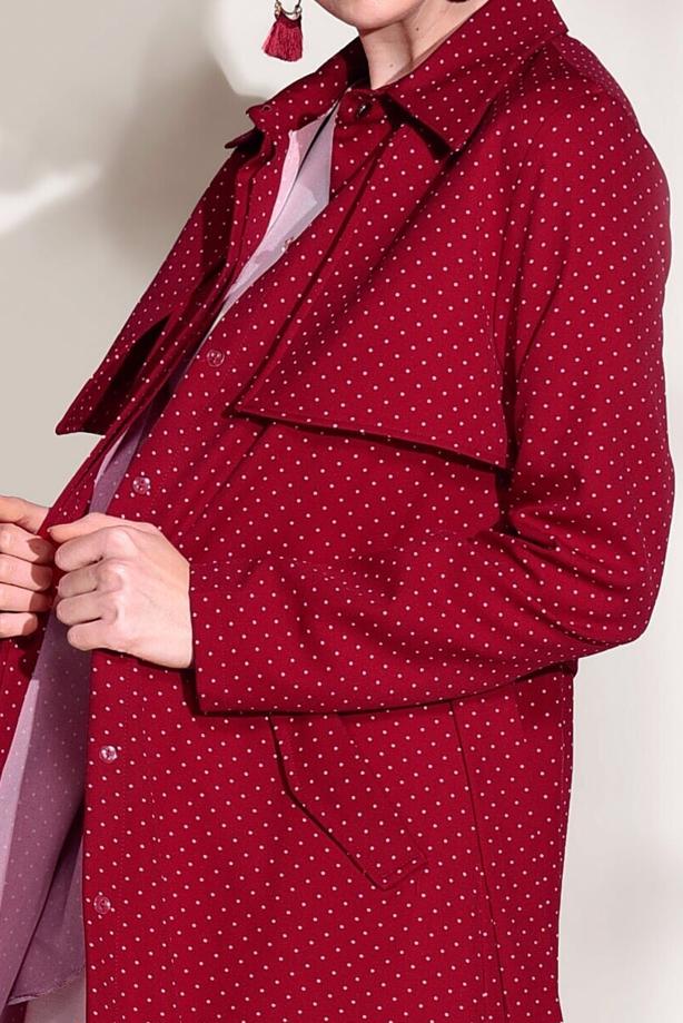 Vêtements hijab  SPOTTED BELTED TRENCH COAT 3307  - TRENDTESETTÜR