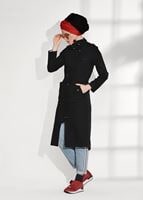 Tesettür giyim SİYAH BELİ BÜZGÜLÜ SPOR TRENÇKOT 5008