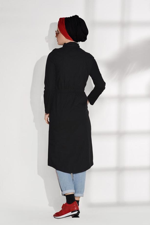 Hijab-Kleidung  BELİ BÜZGÜLÜ SPOR TRENÇKOT 5008 - TRENDTESETTÜR