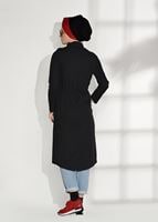 Tesettür giyim SİYAH BELİ BÜZGÜLÜ SPOR TRENÇKOT 5008