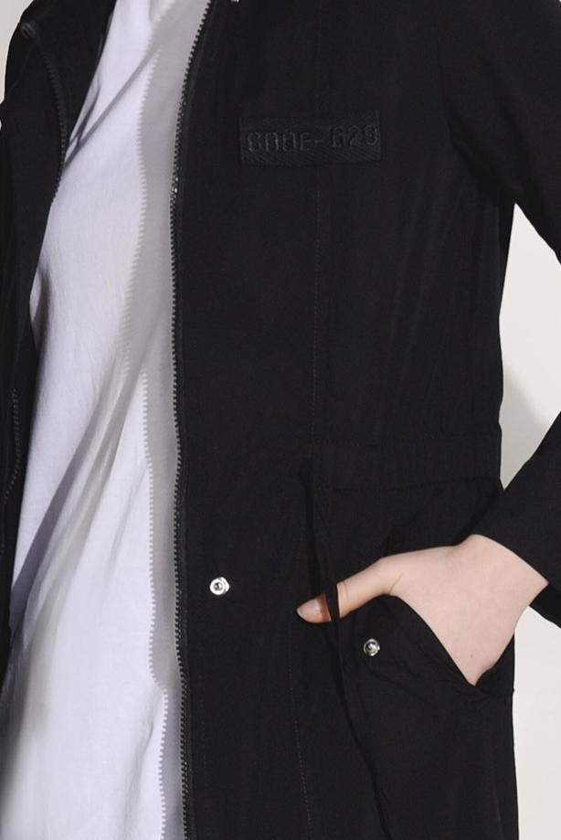 Hijab-Kleidung  BELİ BÜZGÜLÜ SPOR TRENÇKOT 5008 - TRENDTESETTÜR