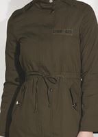 Tesettür giyim HAKİ BELİ BÜZGÜLÜ SPOR TRENÇKOT 5008