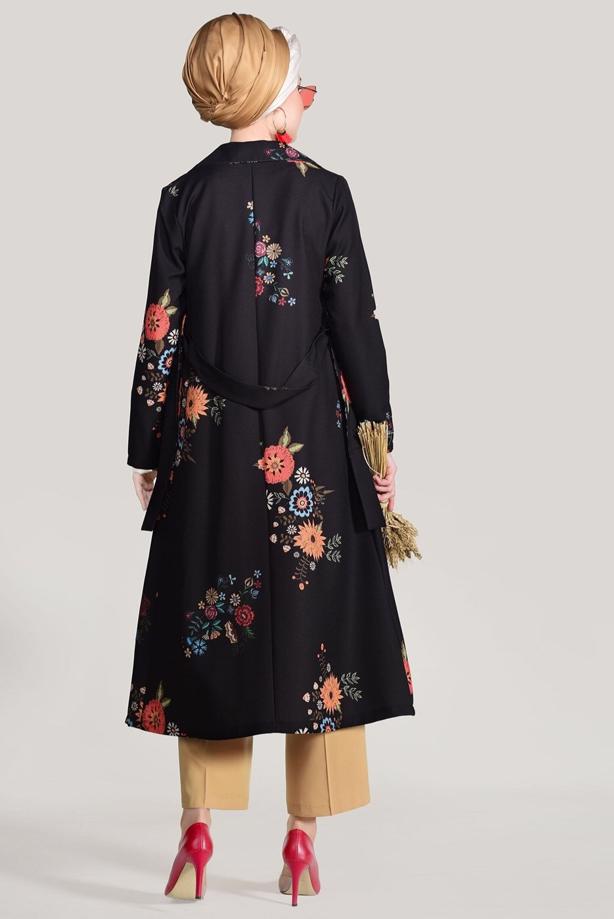 Vêtements hijab  FLORAL TRENCHCOAT T 7718 - TRENDTESETTÜR