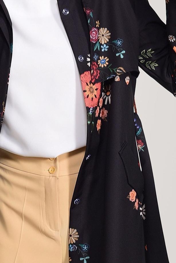 Vêtements hijab  FLORAL TRENCHCOAT T 7718 - TRENDTESETTÜR