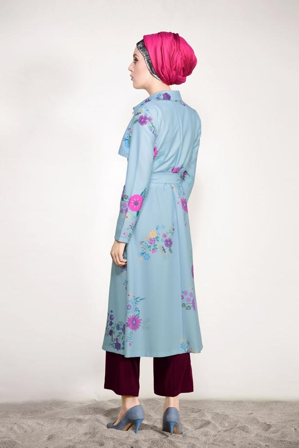 Vêtements hijab  FLORAL TRENCHCOAT T 7718 - TRENDTESETTÜR