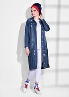 Tesettür giyim LACİVERT T 9115 Lvr- Denim Trençkot