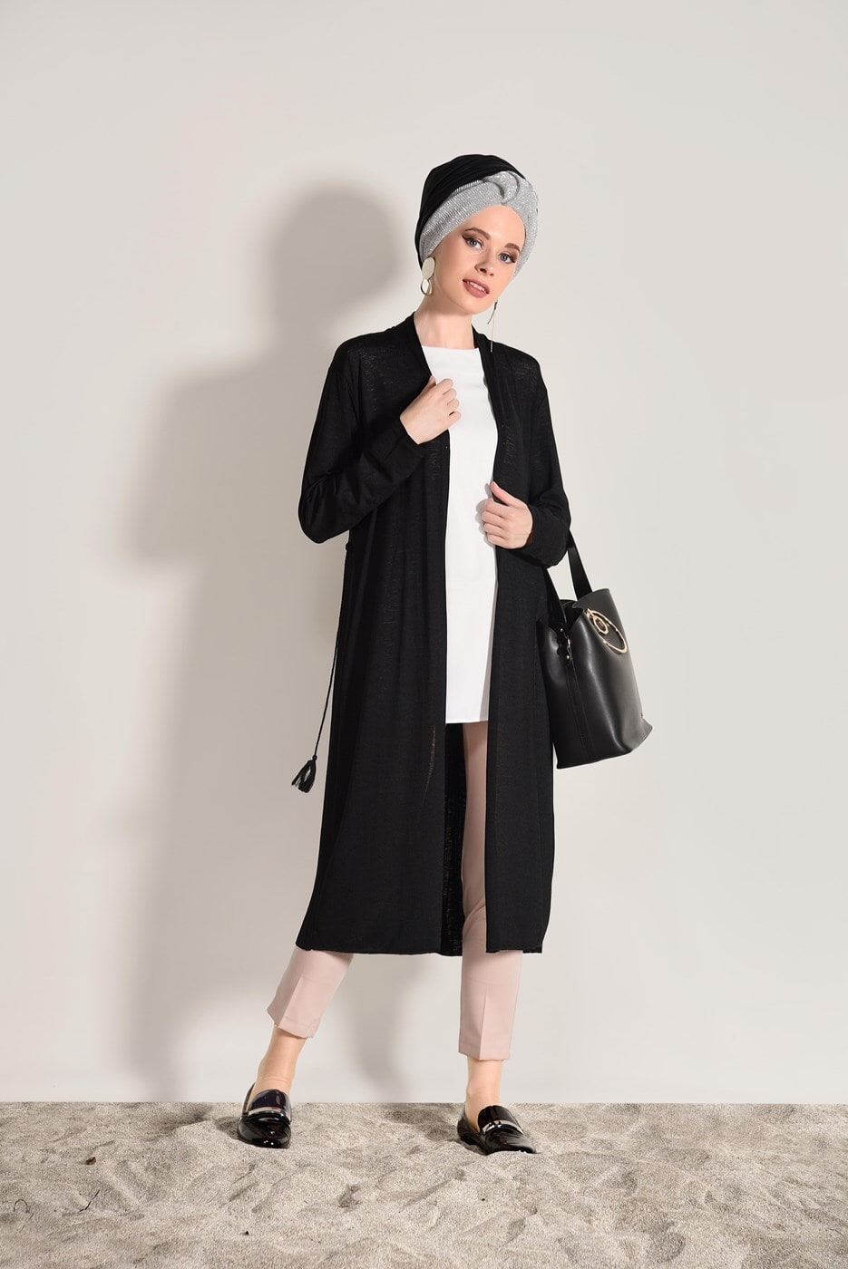 Vêtements hijab NOIR CARDIGAN PLISSÉ DÉTAILLÉ 031632