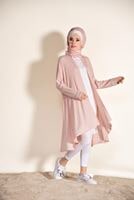 Tesettür giyim PUDRA İNCİ DETAYLI HIRKA 200832 